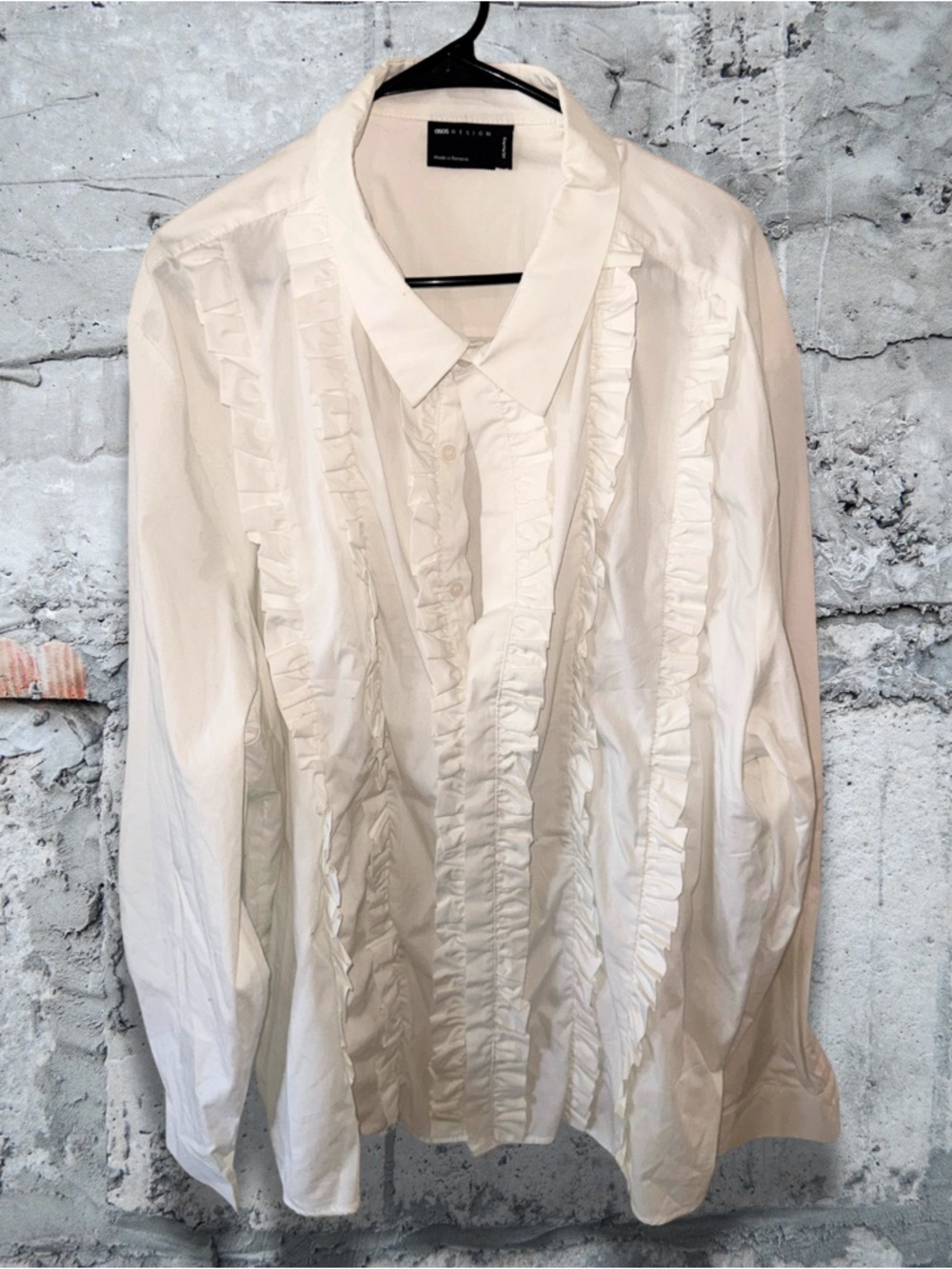 ASOS Cream Ruffle-Front Men's Dress Shirt